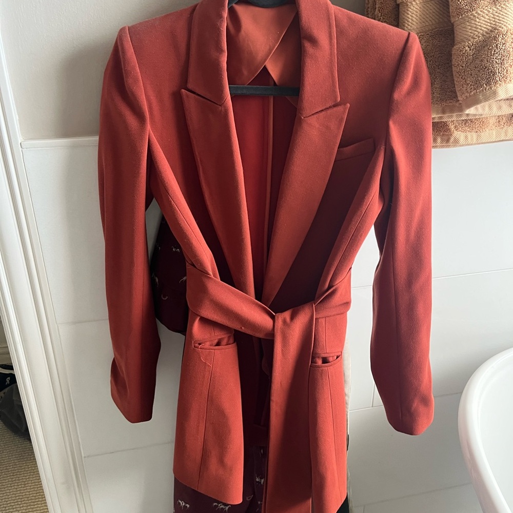 Veronica Beard Terracotta Belted Blazer